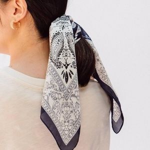 Jenny Navy and White Soft Paisley Hair Scarf